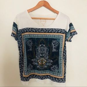 Lucky Brand Floral Framed Scoop Neck Tee